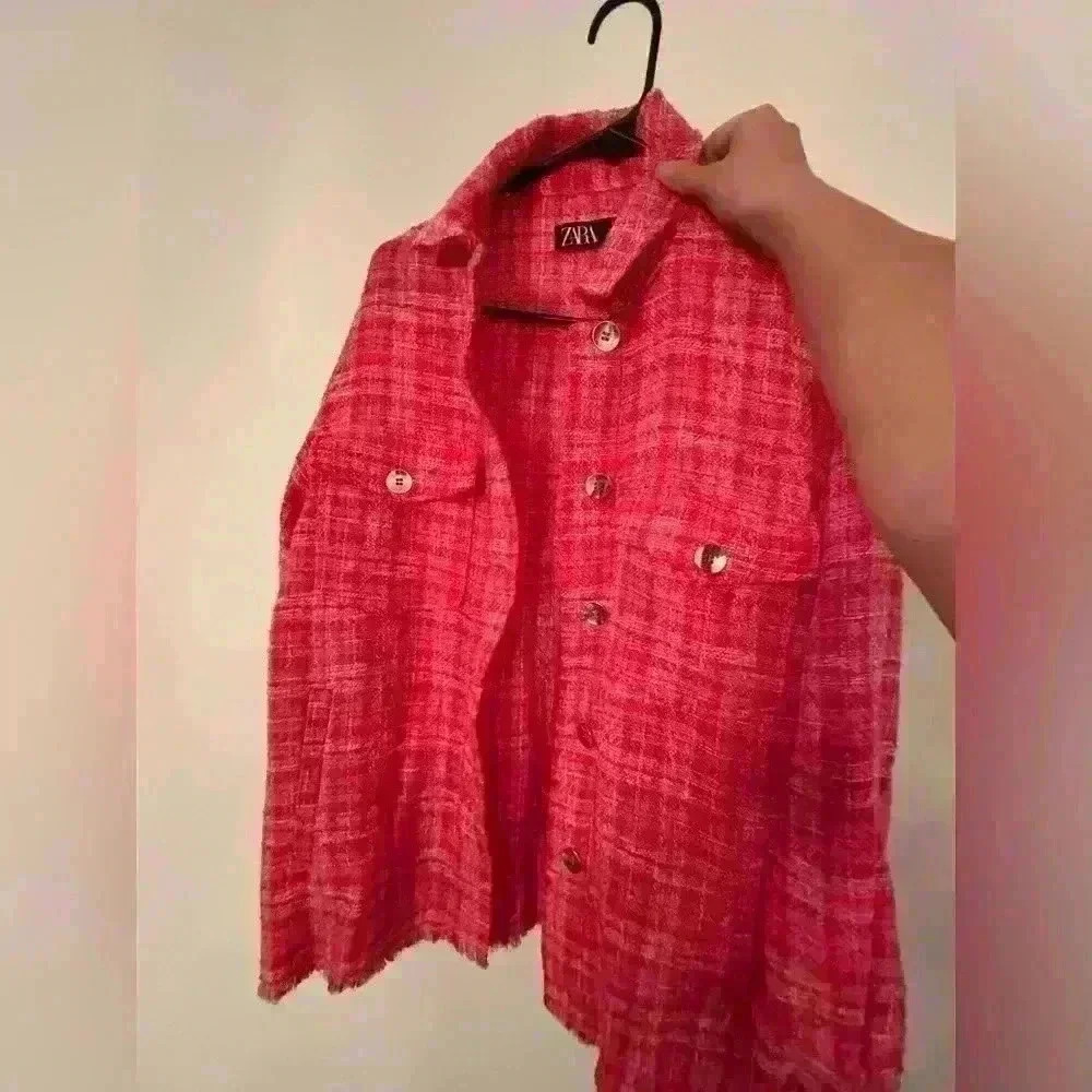 ZARA Pink Tweed Shacket - Picture 2 of 4